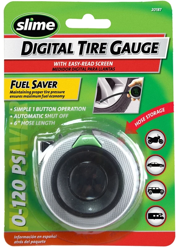 Slime Extreme Digital Tire Gauge 0-120 Psi With Hose - Model 20187