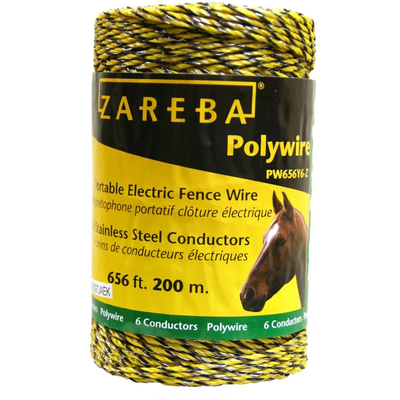 200 M Poly Wire Electric Fence With 6 Stainless Steel Conductors - Yellow/black