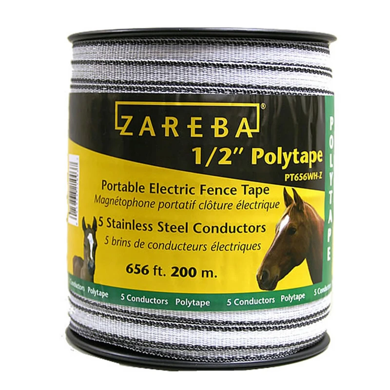 656 Ft Polytape Electric Fence, 1/2 In Width, 5-strand Stainless Steel Conductor