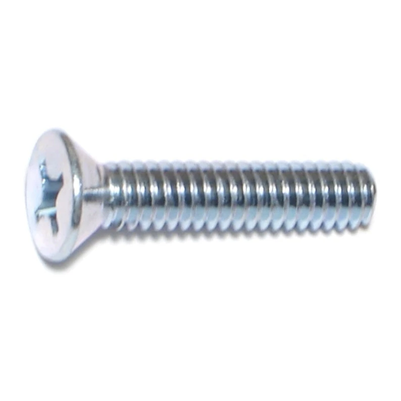 1/4-20 X 1-1/4 Zinc Plated Steel Phillips Flat Head Machine Screws With Nuts