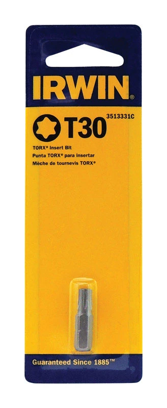 Insert Screwdriver Bit T30 Drive 1 In Length S2 Steel Hex Shank