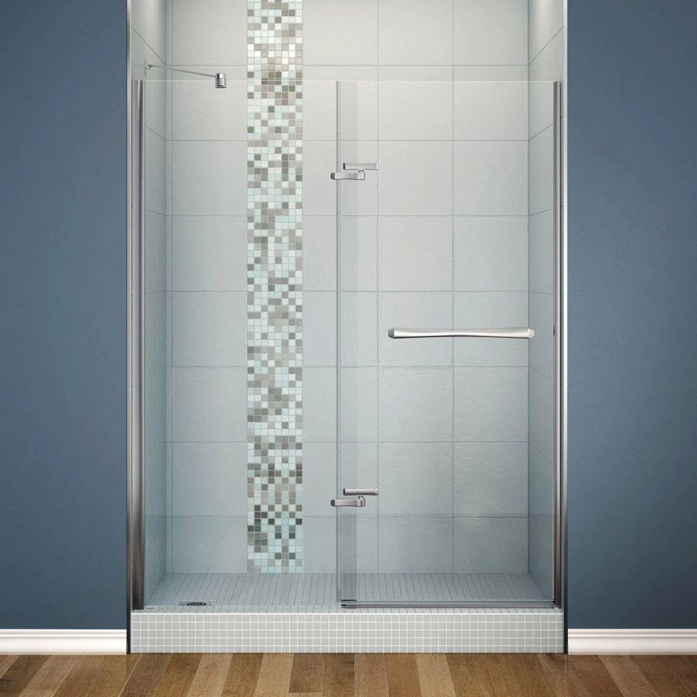 Reveal 56-in To 59-in W Frameless Polished Chrome Pivot Shower Door With 8 Mm Glass