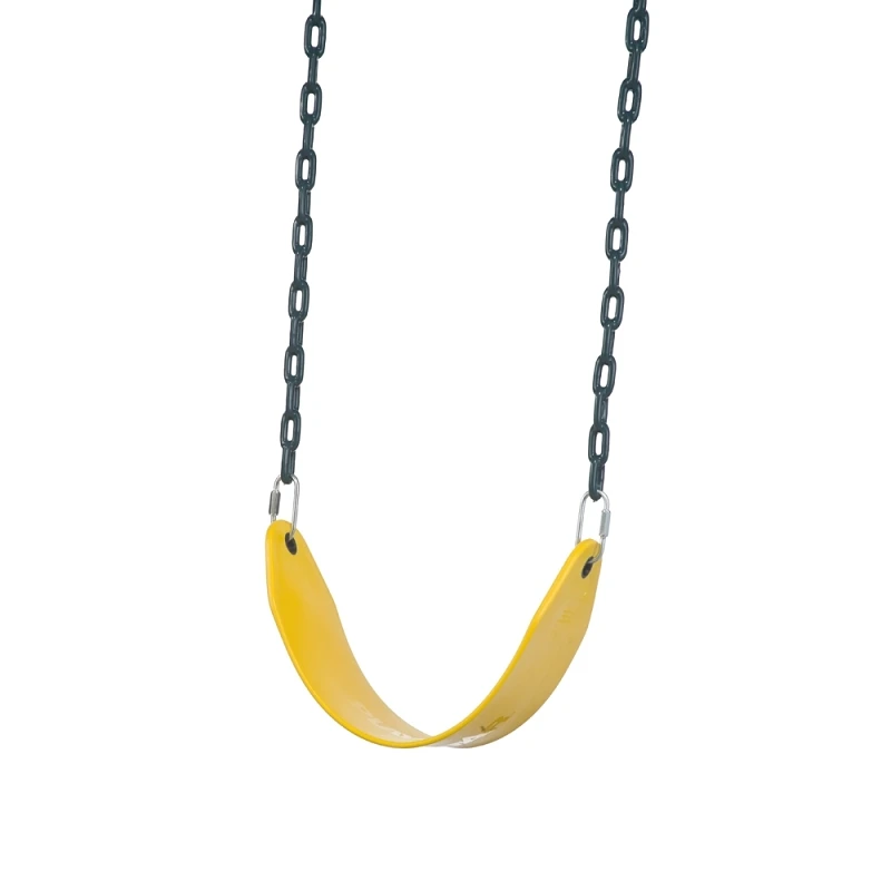 Ps 7948 Yellow Plastic And Metal Belt Swing Seat With Heavy-duty Chains