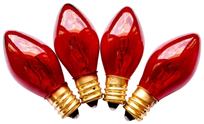 19152 Replacement Incandescent Bulb, 5 Watt, Candelabra Base, Transparent Red