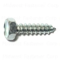 #14 X 1 Inch Zinc Plated Steel Hex Washer Head Sheet Metal Screws - 100 Count
