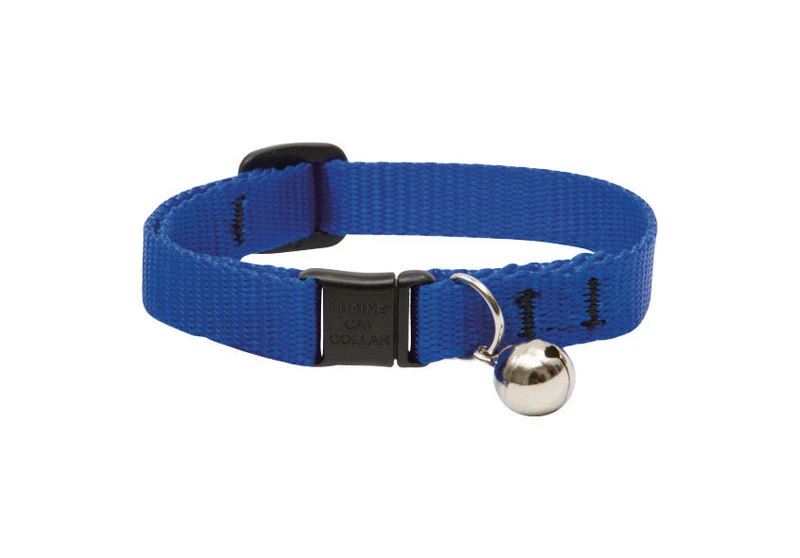 Lupine Pet Basic Solids Blue Nylon Cat Collar 8-12 Inches Adjustable Breakaway Safety