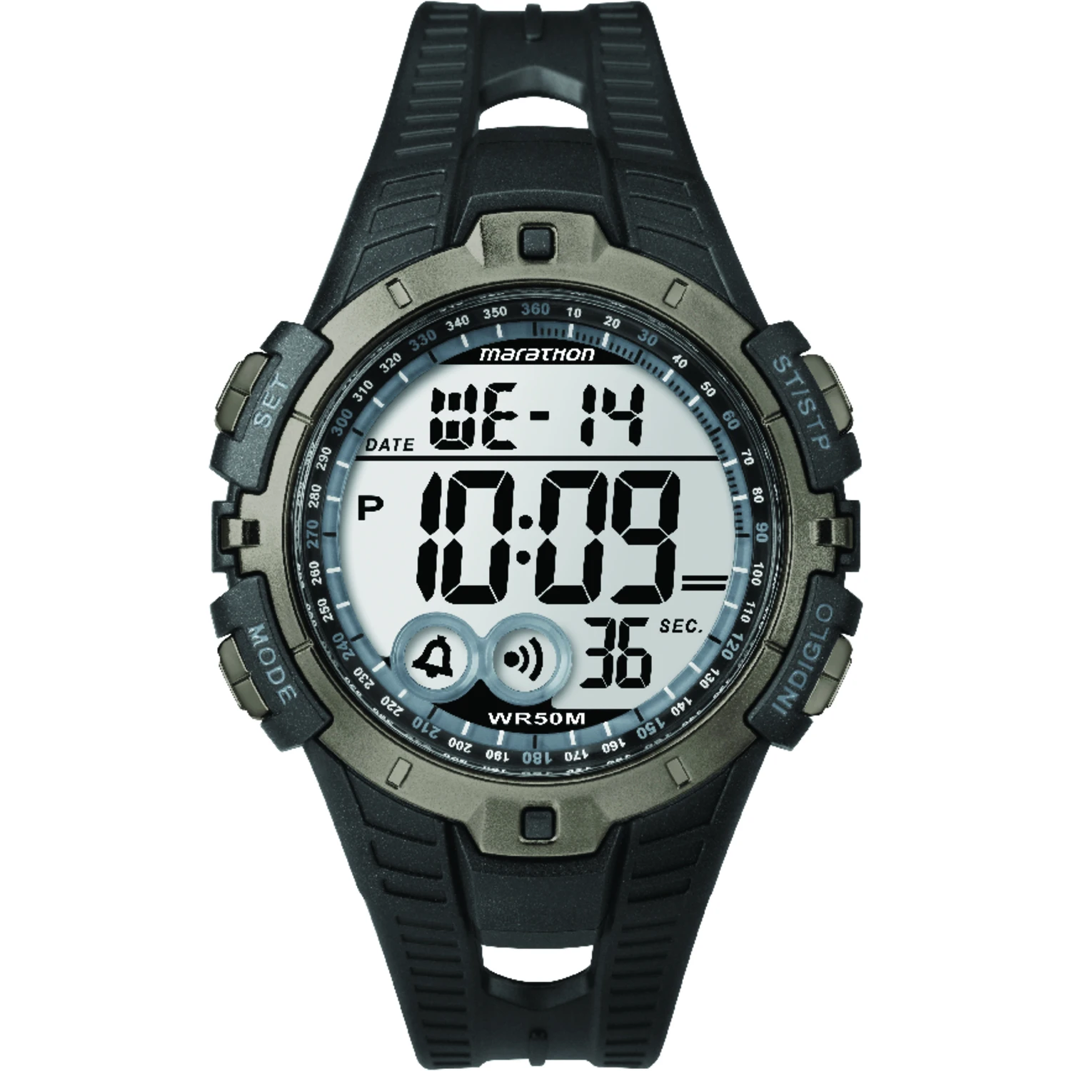 Marathon Men's Round Black Digital Sports Watch Resin Water Resistant T5k8029j