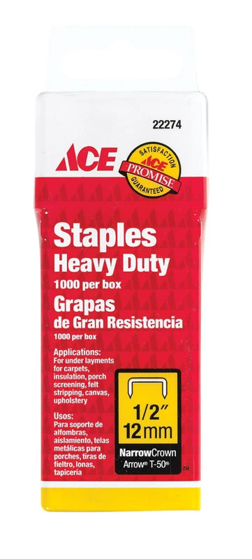 1/2 In. L Steel Narrow Crown Heavy Duty Staples 1000 Pk - Model 22274ace