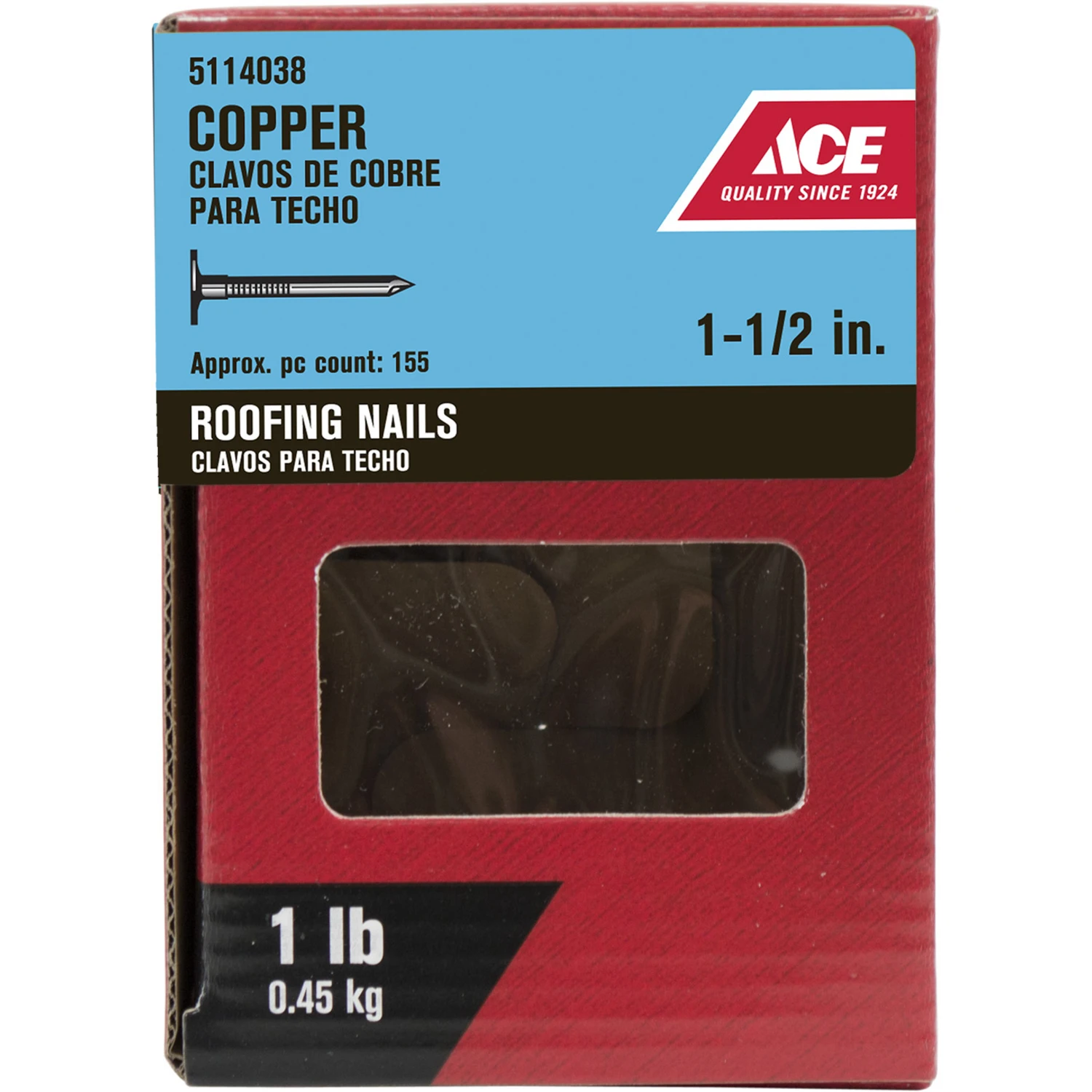 1-1/2 In. Large Head Copper Roofing Nails Smooth Shank 1 Lb