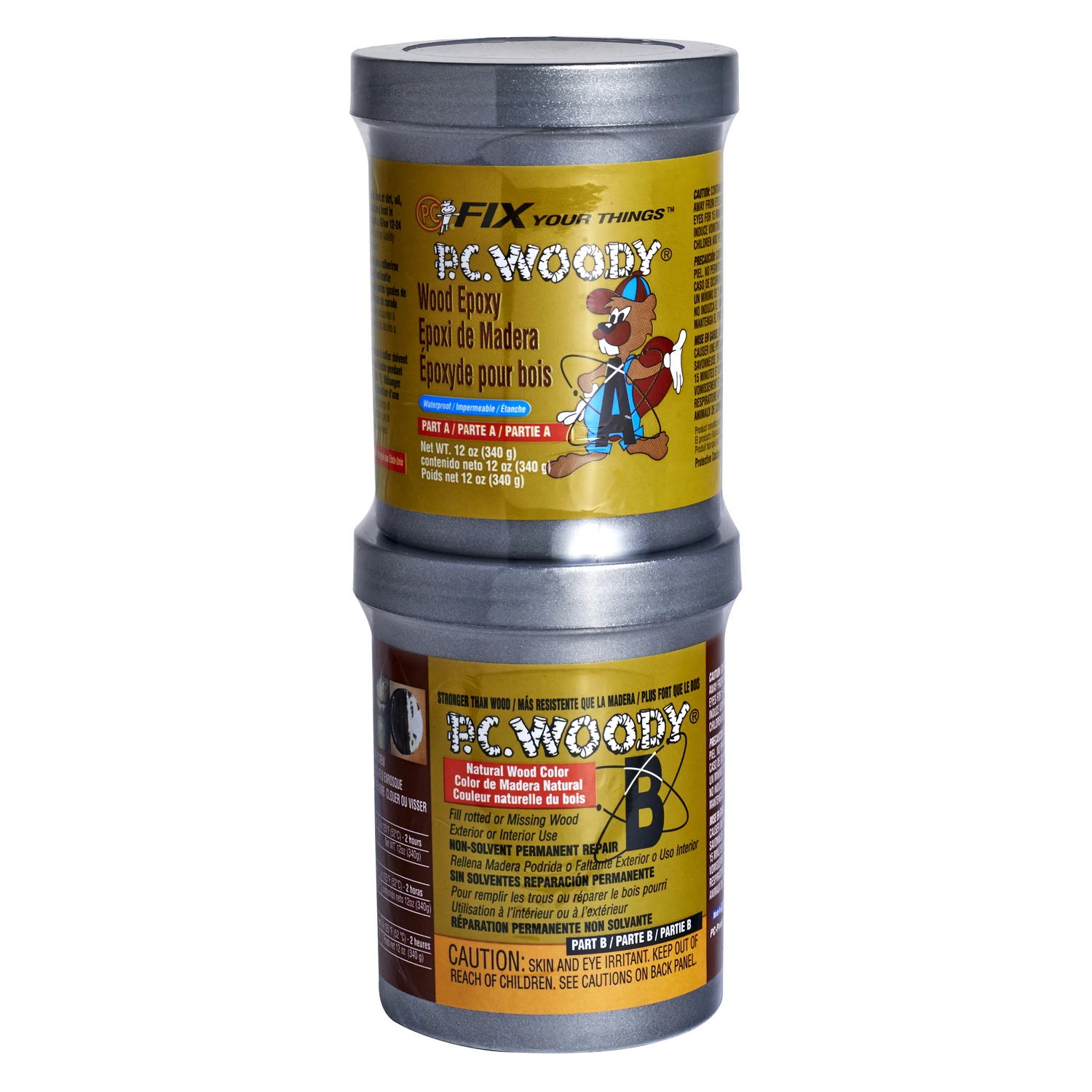 Tan Two Part Wood Epoxy Paste 12 Oz - Permanent Wood Repair Solution