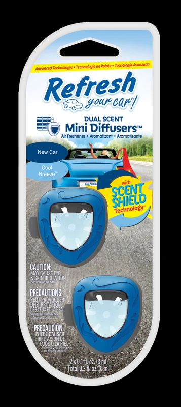 Refresh Your Car! Mini Diffusers New Car And Cool Breeze Scent Car Air Freshener 0.2 oz.