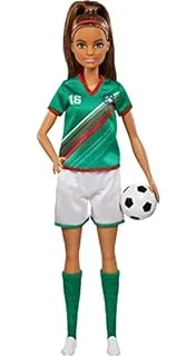 Soccer Player Doll With Green #16 Uniform, Soccer Ball, Cleats, And Socks