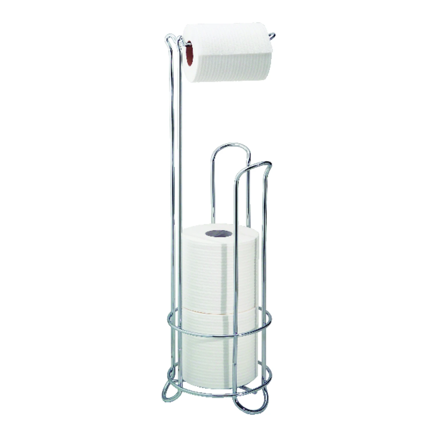 Classico Chrome Freestanding Toilet Paper Holder - Holds 1 Roll, Stores 3 Rolls