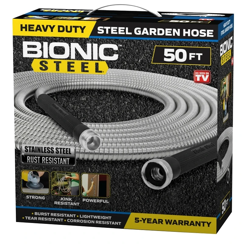 Bionic Steel Heavy Duty Stainless Steel Garden Hose, 50 Feet Long