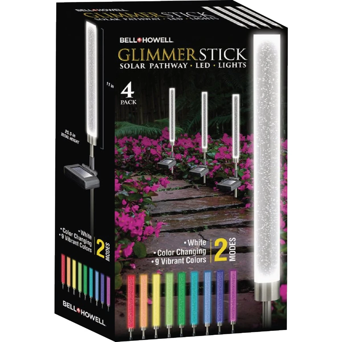 Bell+Howell Solar Outdoor Lights Solar Color Changing Lights Glimmer Stick 4 Pack