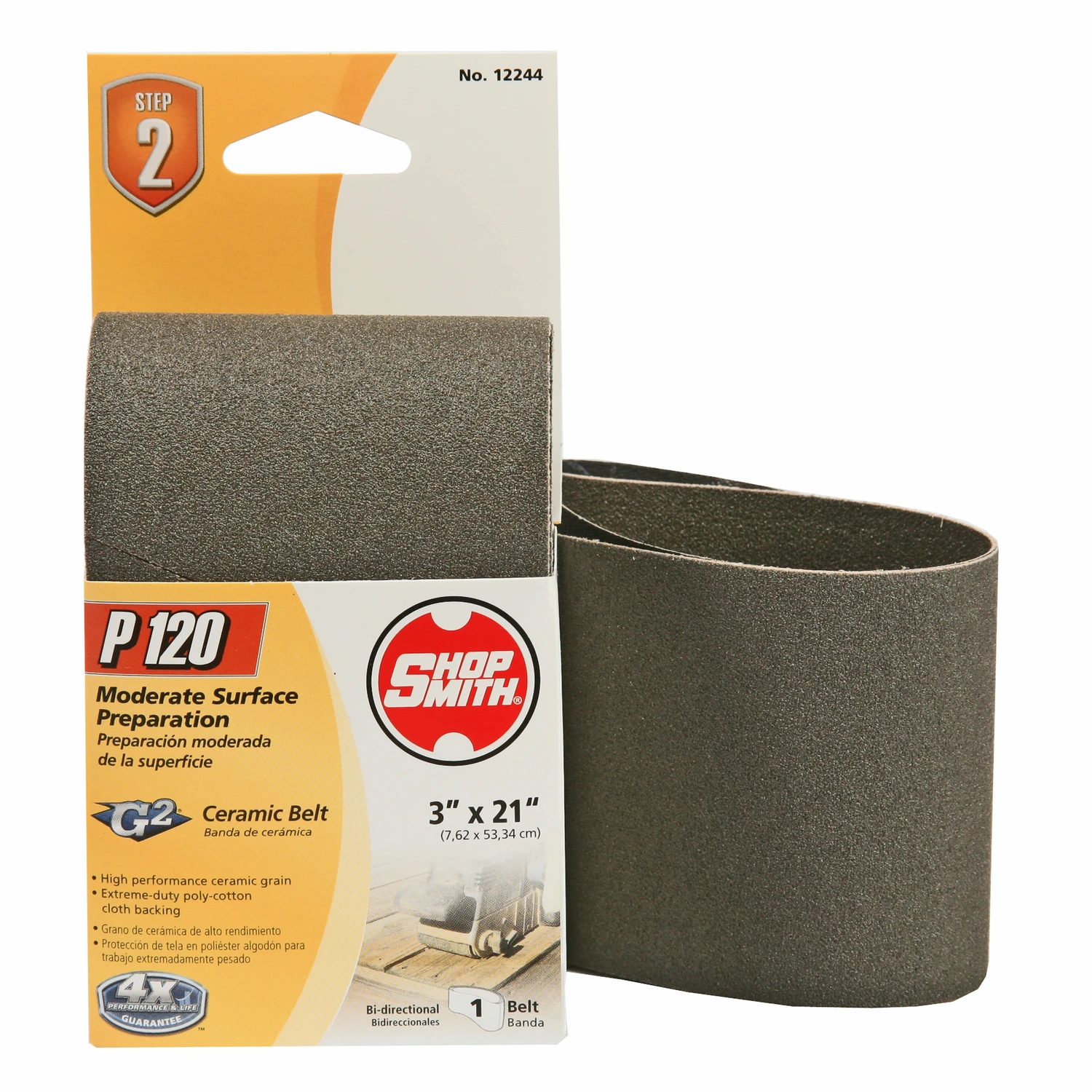 21 In. L X 3 In. W Ceramic Sanding Belt 120 Grit Fine