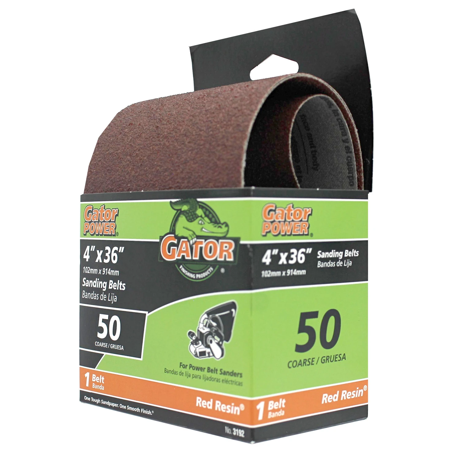 36 In. L X 4 In. W Aluminum Oxide Sanding Belt 50 Grit Coarse