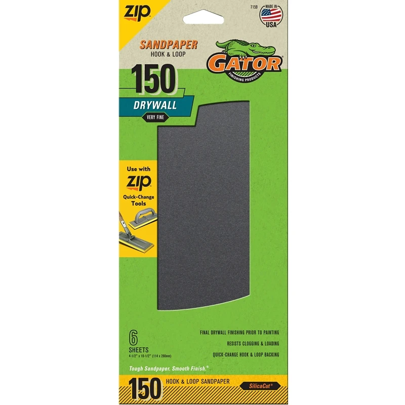Drywall Hook & Loop Sandpaper, 150-Grit, 6-Ct.