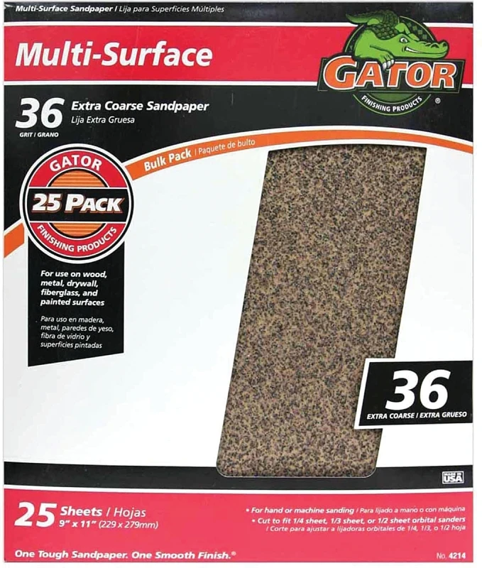 Gator Blade Multi-Surface 9 In. x 11 In. 36 Grit Extra Coarse Sandpaper (25-Pack)