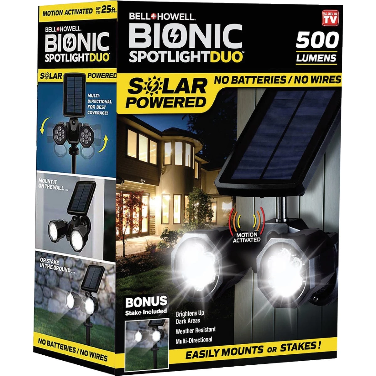 Bell+howell Bionic Spotlight Duo Solar Powered Motion-sensing Led Security Light