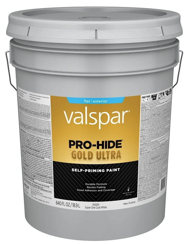 Latex Flat Exterior House Paint, Super One-coat White, 5 Gallon