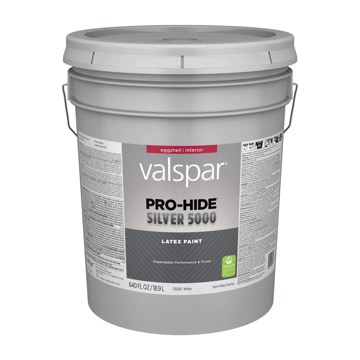 Pro-hide Silver 5000 Latex Eggshell Interior Wall Paint, White Base, 5 Gallon