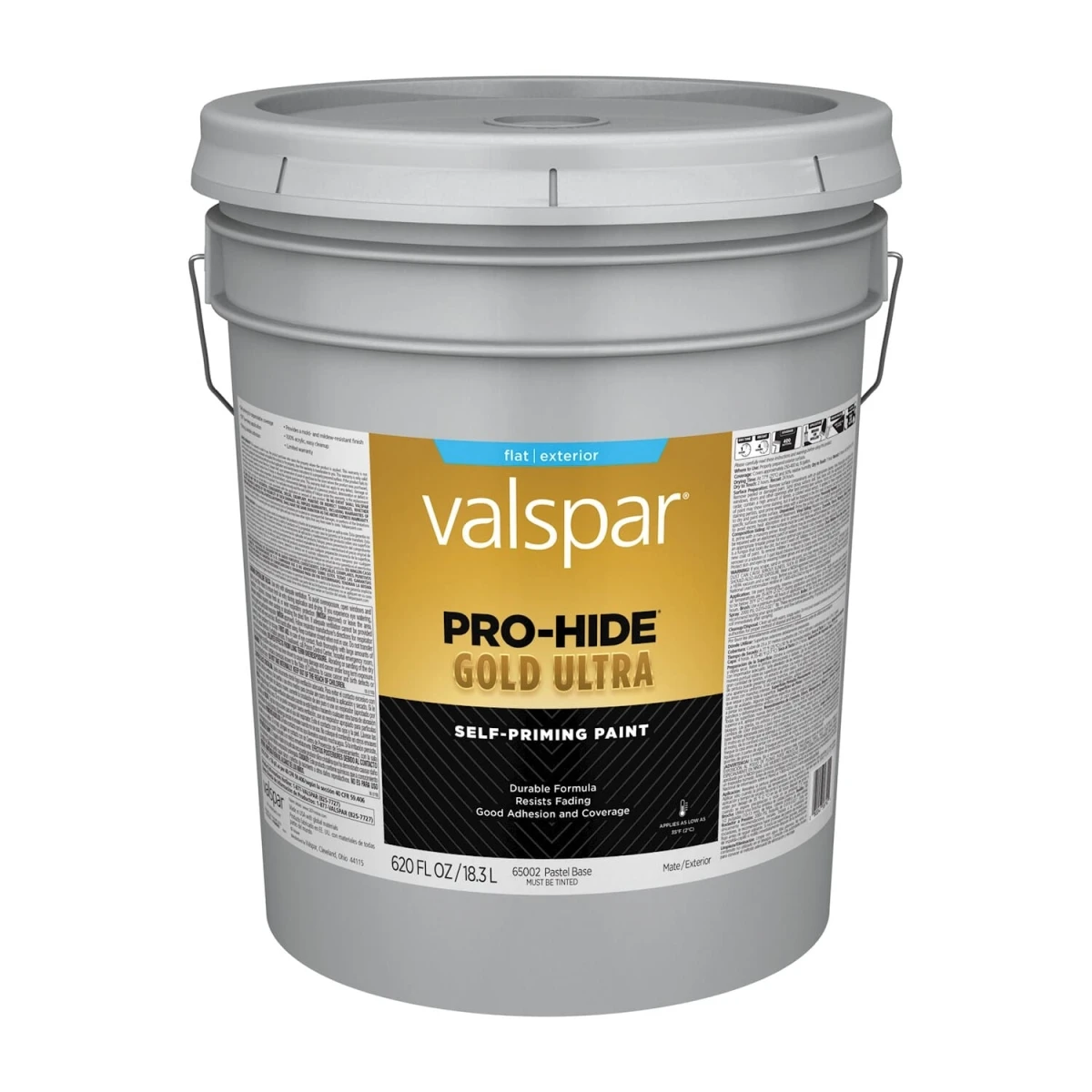 Pro-hide Gold Ultra Latex Flat Exterior House Paint, Pastel Base, 5 Gallon