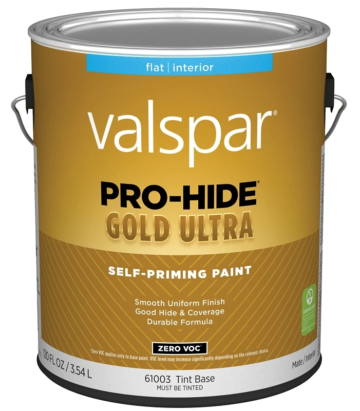 Pro-hide Gold Ultra Zero Voc Flat Interior Wall Paint, Tint Base, 1 Gallon