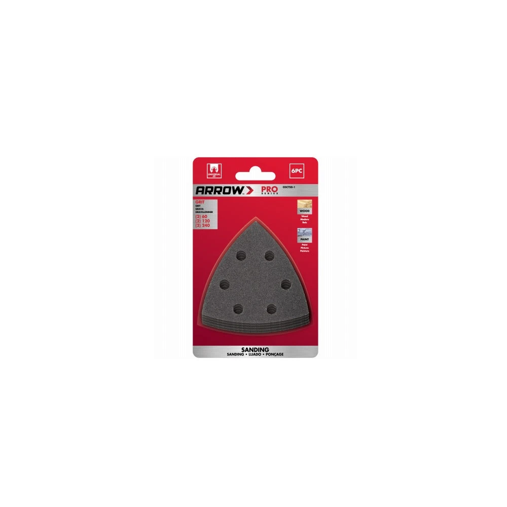 Oscillating Tool Delta Sanding Sheets, 3-5/8-In., Assorted Grit, 3-Pk.