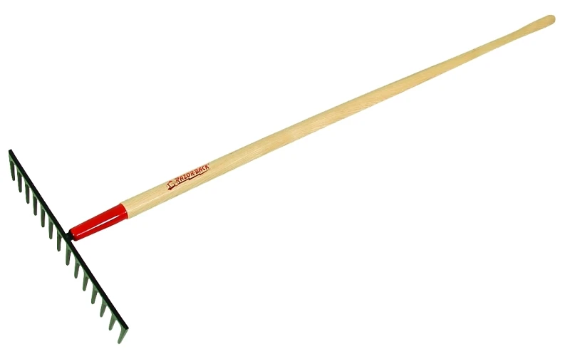 Fifteen and One Half Inch Road and Stone Rake with Sixty Six Inch Handle