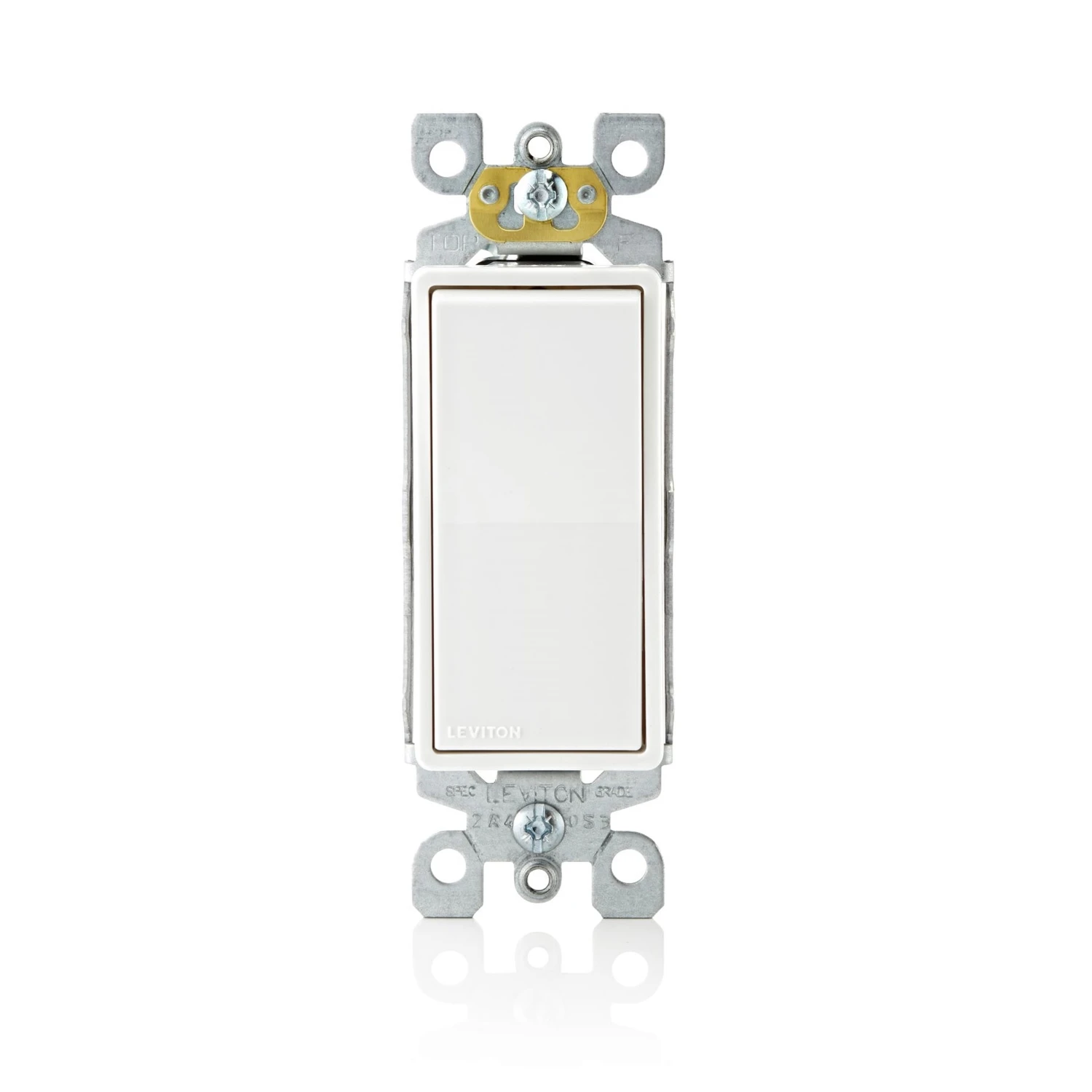 Leviton Decora 15 amps Single Pole Antimicrobial Treated Rocker AC Quiet Switch White 1 pk