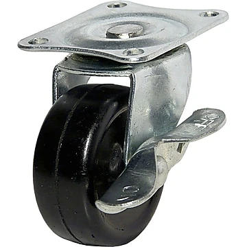 Swivel Caster Wheel with Brake, Black Finish, 1 and 9 Sixteenths Inch Diameter
