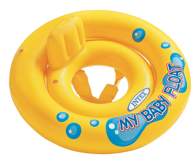 27 Inch Yellow Vinyl Inflatable Baby Float With Pillow Backrest