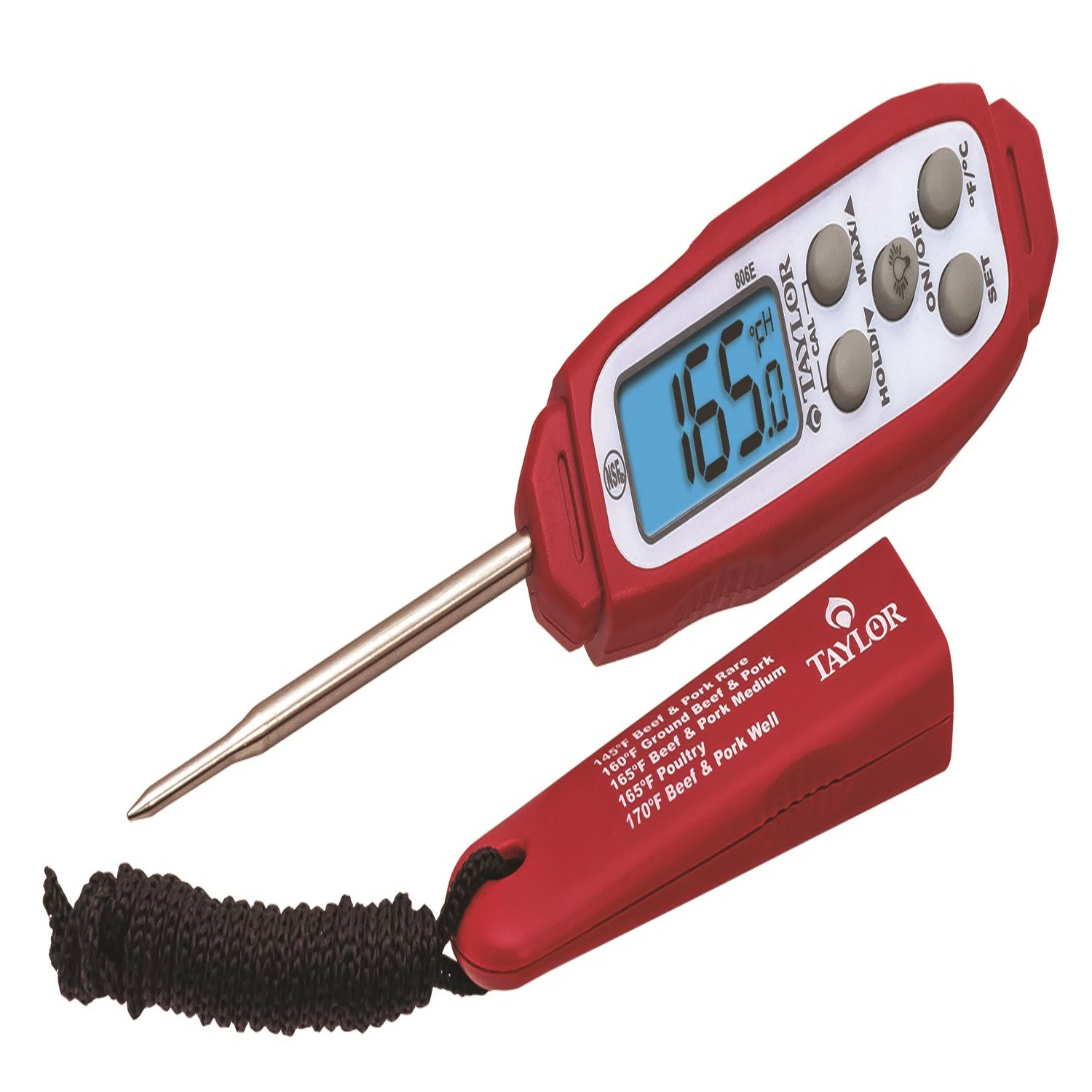 Digital Barbecue Thermometer with Instant Read, Backlit Display, and Temperature Alarm