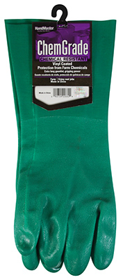 Pvc Gauntlet Chemical Gloves, Green, 14-inch, Unisex, Large