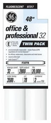GE 2-Pack 32-Watt 4-ft Bright White Fluorescent Light Bulbs
