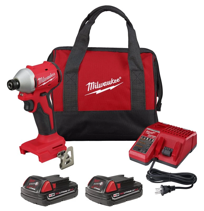 M18 Brushless 1/4 In. Hex Compact Cordless Impact Driver Kit With 2 Batteries & Charger