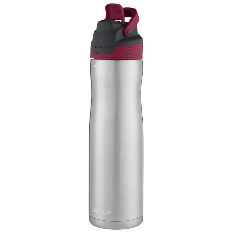 Autoseal Chill 24 Oz Maroon/silver Stainless Steel Water Bottle Bpa Free