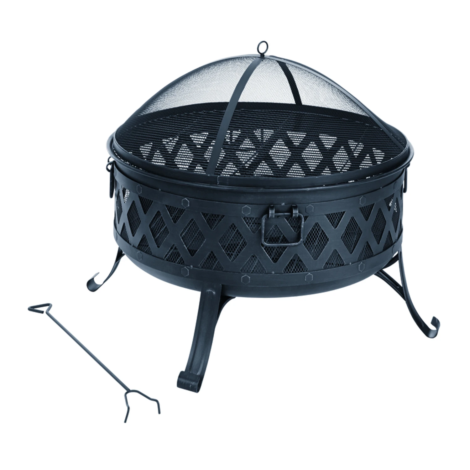 35.47 In. W Steel Lattice Round Wood Fire Pit With Screen