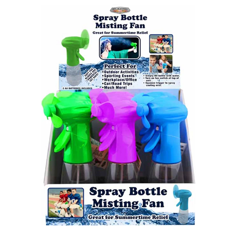 9 Inch High One Speed Battery Operated Misting Fan With Spray Bottle