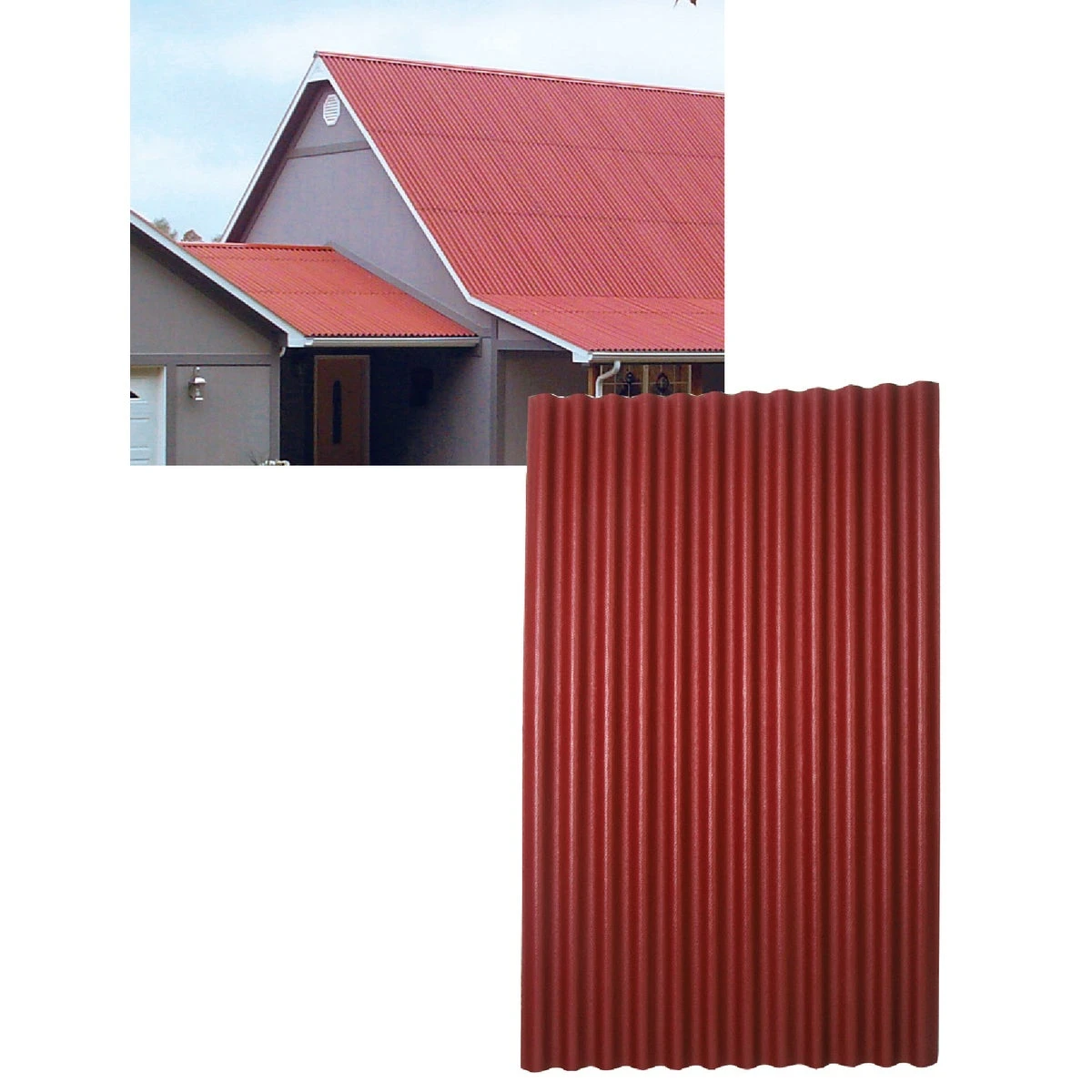 48 In. X 79 In. Red Asphalt Corrugated Roofing Panel - Model 153