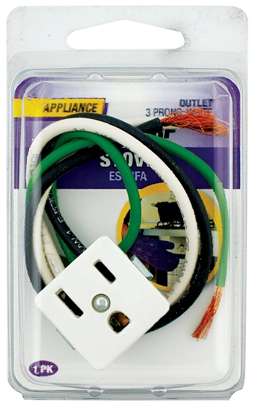 OUTLET 3 PRONG WHT 3 WIRE LEAD