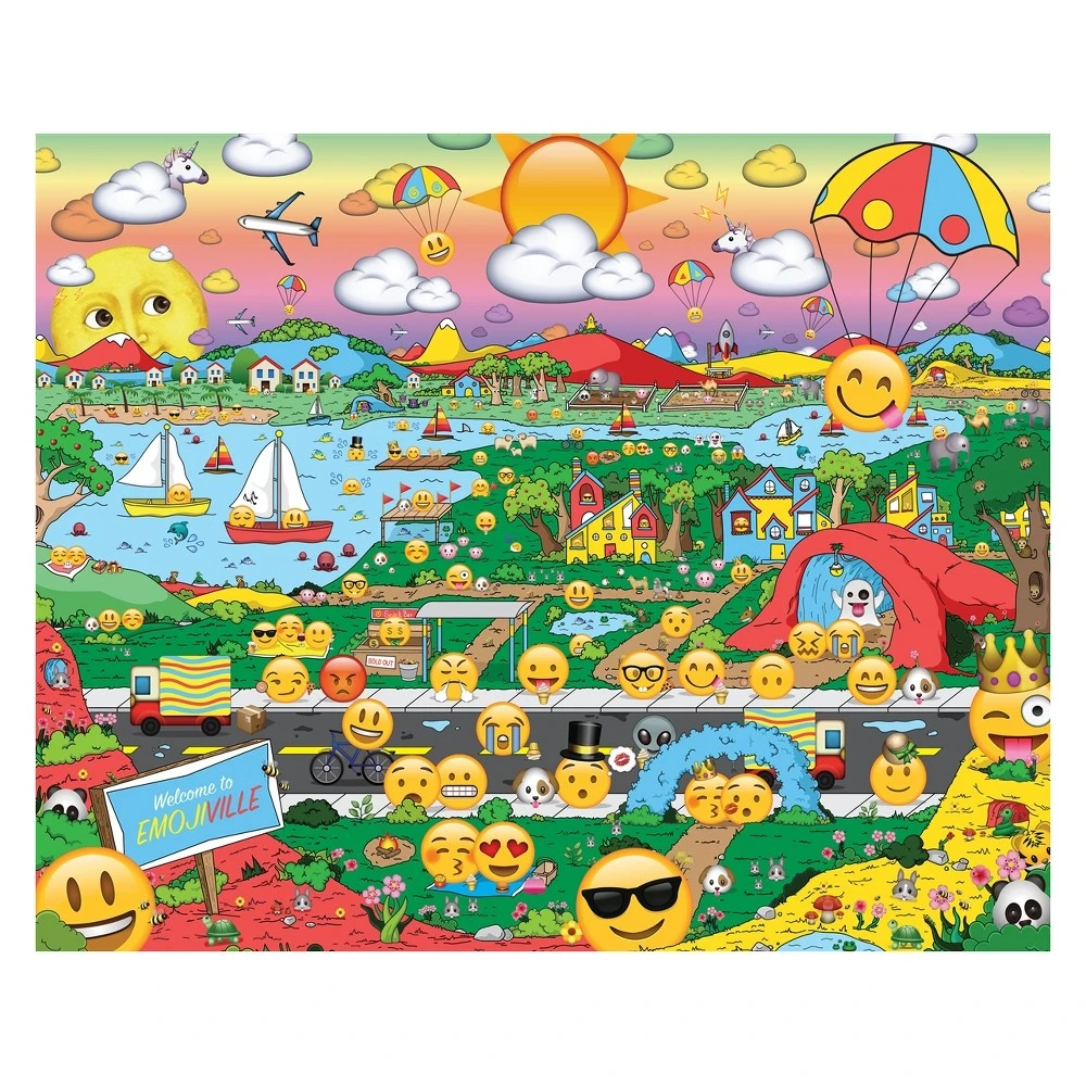 Emojiville 1000 Piece Jigsaw Puzzle - Fun And Colorful Design