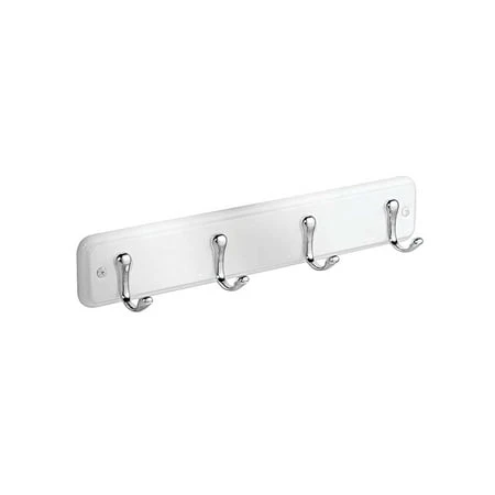 WHT/CHR YORK 4-HOOK WALL RACK