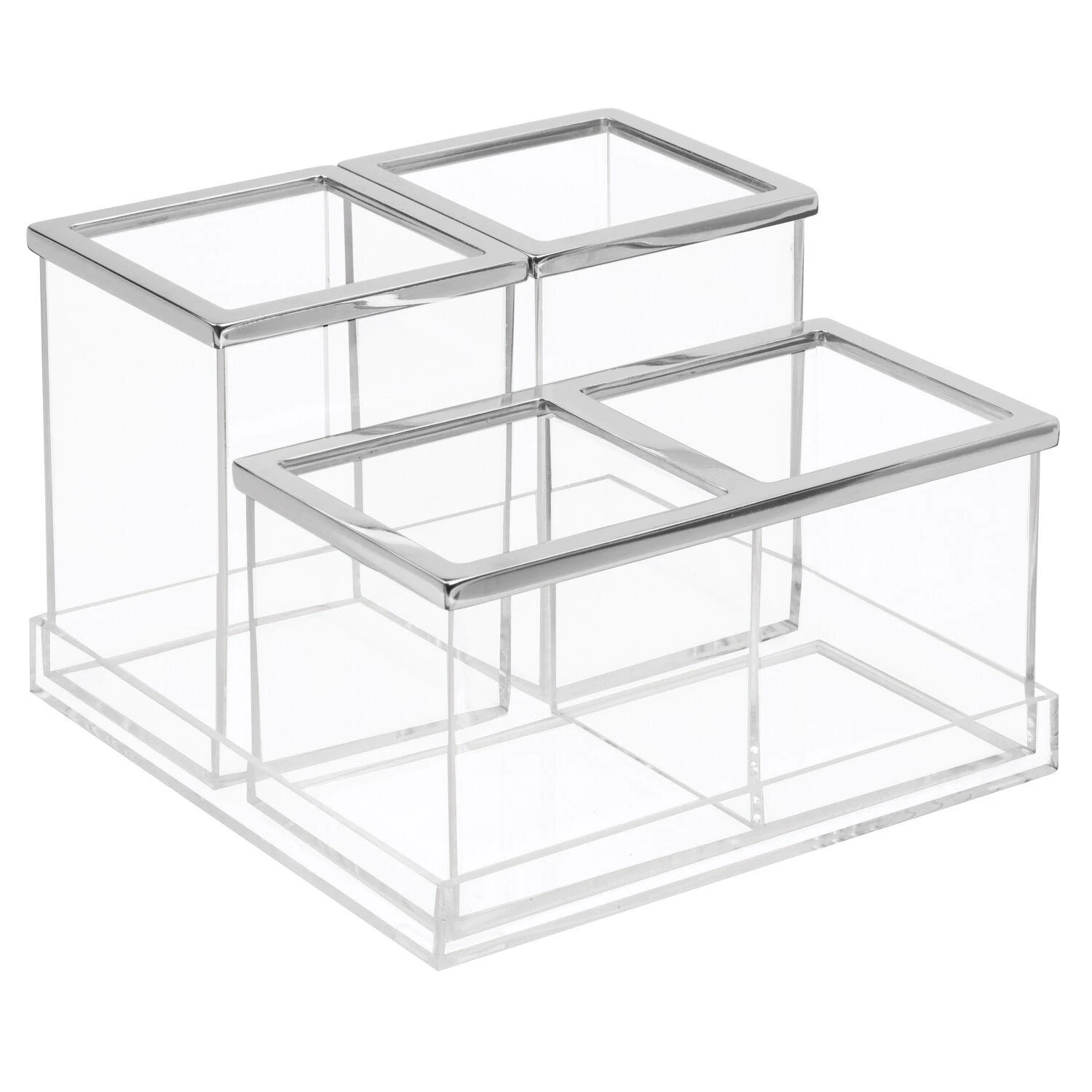 Clear Plastic Bath Accessory Set - 5 Pieces, 4.61 In Height