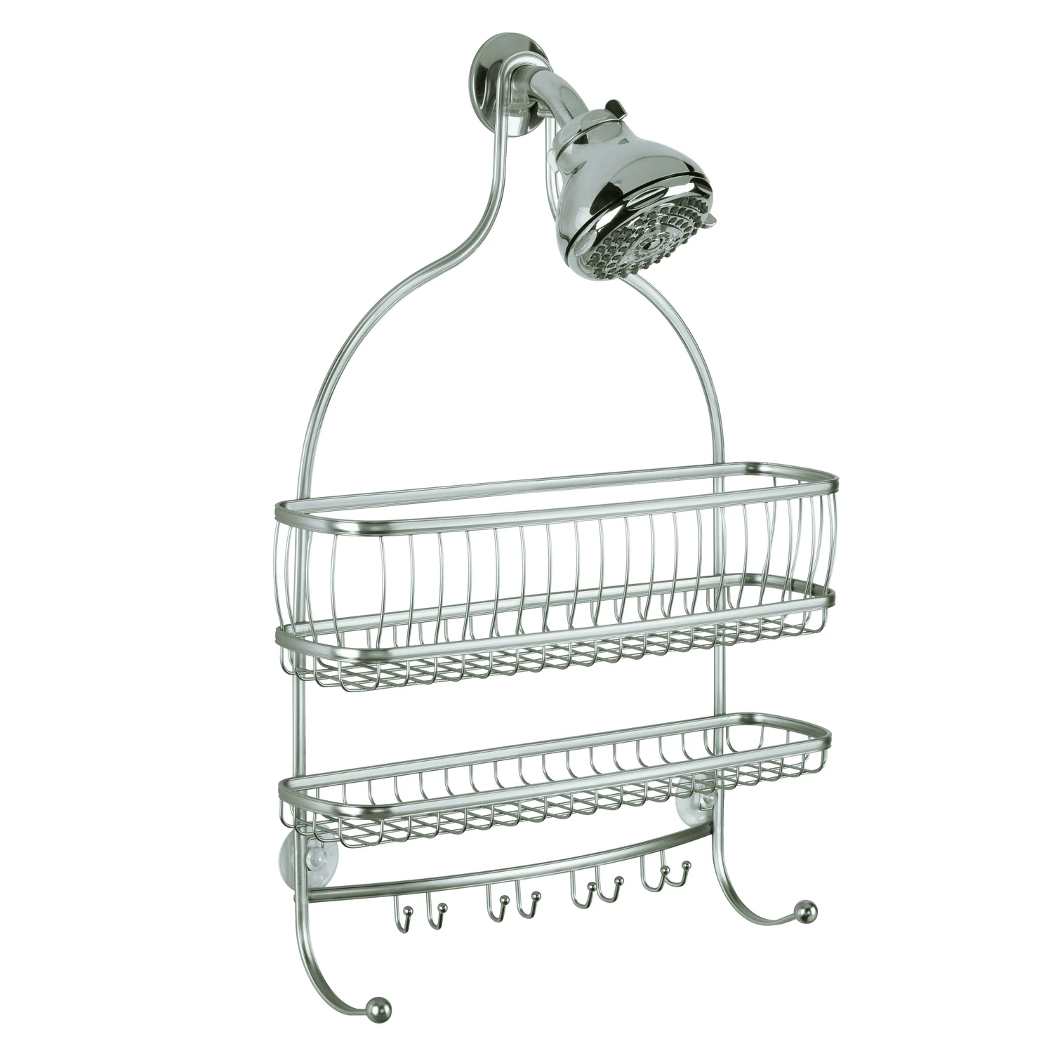York Lyra Jumbo Satin Nickel Shower Caddy 4 In. H X 15 In. W X 21 In. L
