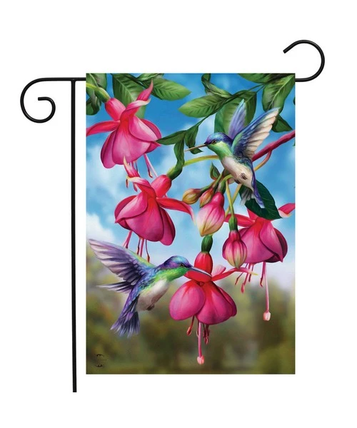 Flight Of The Hummingbird Garden Flag 12.5" X 18" - Spring Floral Design