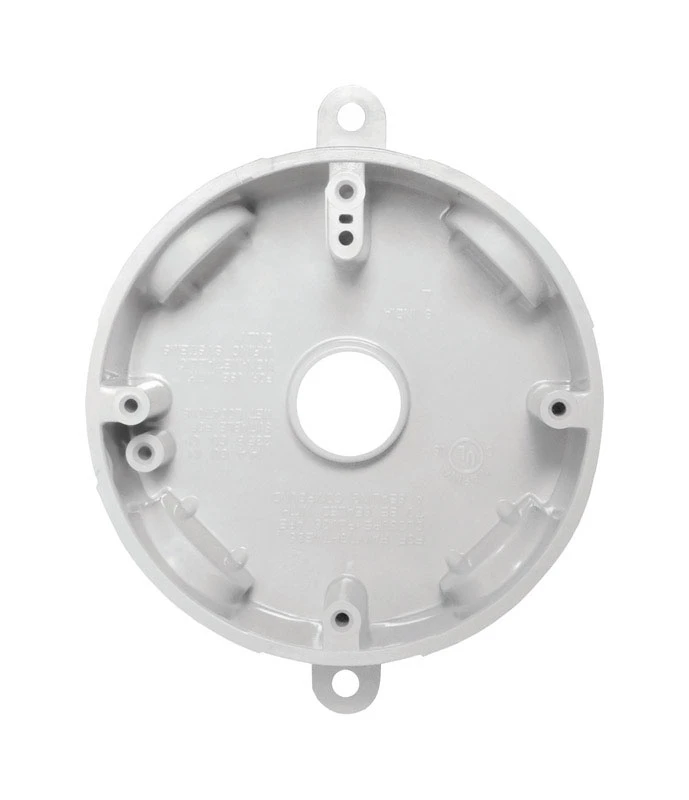 14.8 Cu In Round Plastic Outlet Box, Weatherproof, White