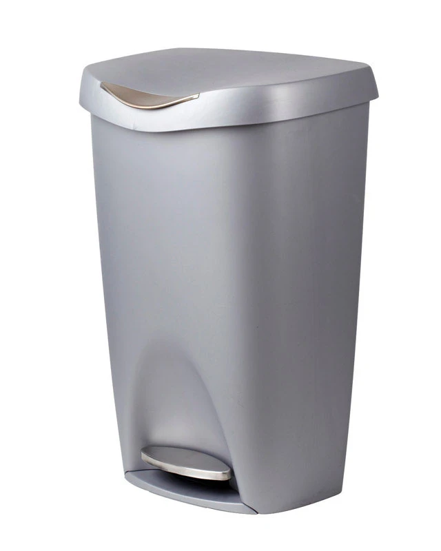 Brim 13 Gallon Gray Plastic Step On Wastebasket With Soft Close Lid