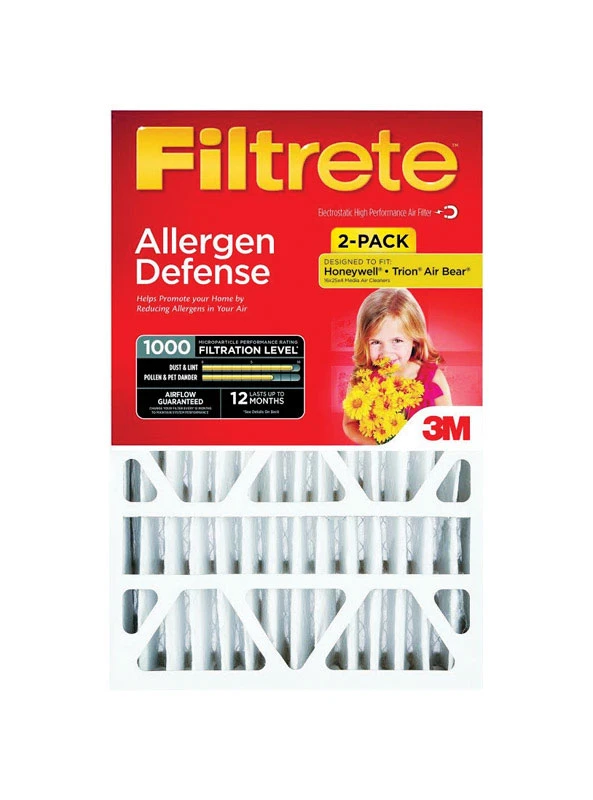 20x25x4 Pleated Allergen Air Filter, Merv 11, 2 Pk, Model Nadp03-2pk-1e